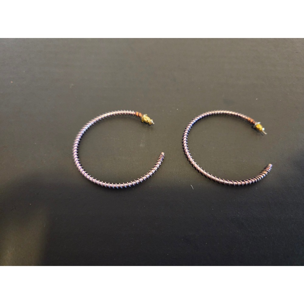 Unbranded Gunmetal Metallic Coiled Wire Large Open Hoop Earrings Post Backs
